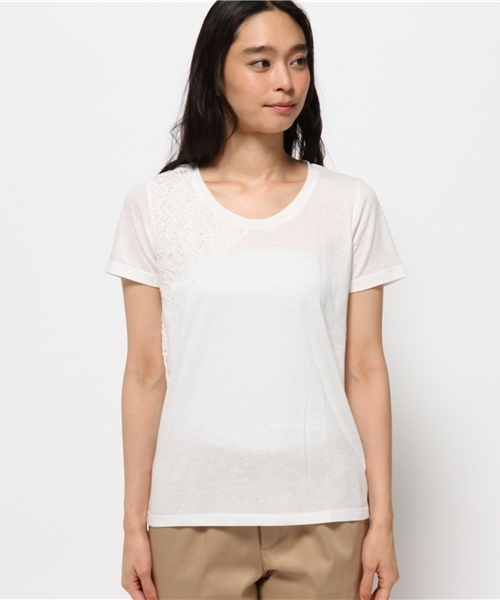 OUTLET(アウトレット)の「【CIAOPANIC TYPY】レースTシャツ(Tシャツ/カットソー・レディース・ネイビー/ホワイト・FREE)」の3枚目の写真