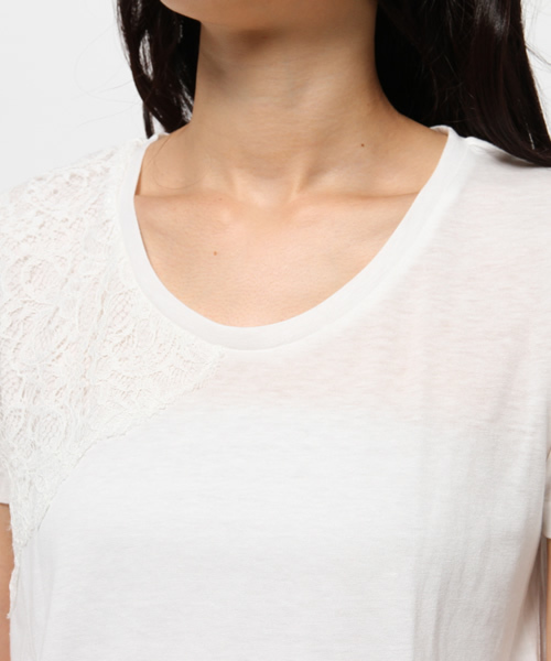 OUTLET(アウトレット)の「【CIAOPANIC TYPY】レースTシャツ(Tシャツ/カットソー・レディース・ネイビー/ホワイト・FREE)」の6枚目の写真