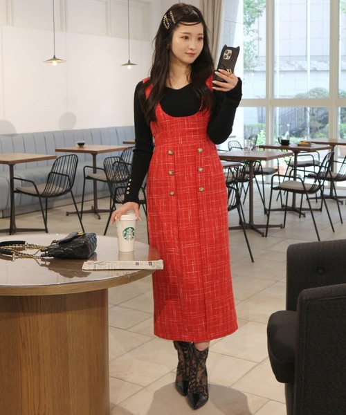 ROYAL PARTY（ロイヤルパーティー）の「ウォッシャブルオープンネック長袖ニットトップス（ニット/セーター・レディース・ボルドー/オフホワイト/ピンク/ブラック/マルチ・FREE）」の15枚目の写真