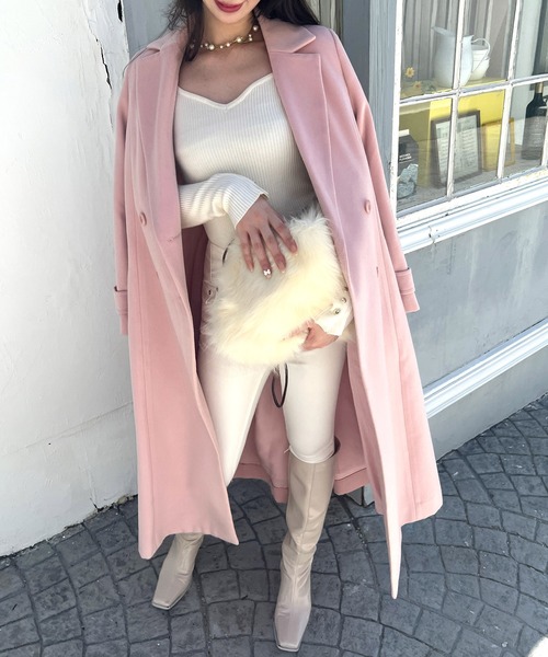 ROYAL PARTY（ロイヤルパーティー）の「ウォッシャブルオープンネック長袖ニットトップス（ニット/セーター・レディース・ボルドー/オフホワイト/ピンク/ブラック/マルチ・FREE）」の8枚目の写真