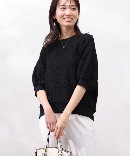 Chez toi(シェトワ)の「ポップコーンラグランスリーブプルオーバー(Tシャツ/カットソー・レディース・イエロー/アイボリー/ブラック・FREE)」の3枚目の写真