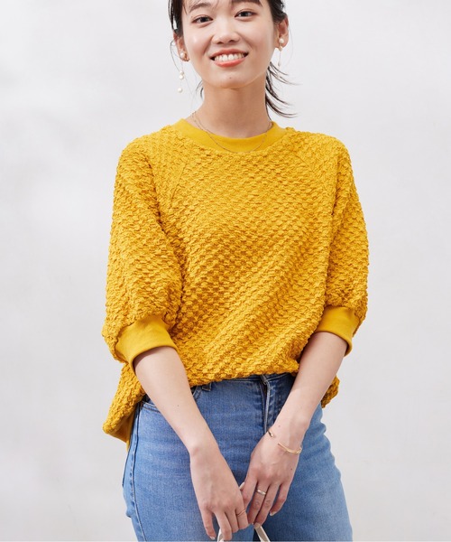 Chez toi(シェトワ)の「ポップコーンラグランスリーブプルオーバー(Tシャツ/カットソー・レディース・イエロー/アイボリー/ブラック・FREE)」の5枚目の写真
