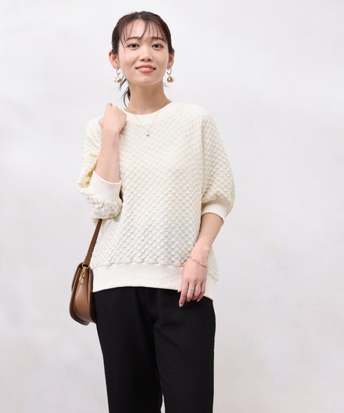 Chez toi(シェトワ)の「ポップコーンラグランスリーブプルオーバー(Tシャツ/カットソー・レディース・イエロー/アイボリー/ブラック・FREE)」の7枚目の写真