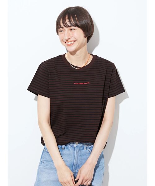 AMERICAN HOLIC（アメリカンホリック）の「刺繍ロゴボーダー半袖カットプルオーバー（Tシャツ/カットソー・レディース・ブラウン/レッド/ブラック・M/L）」の18枚目の写真