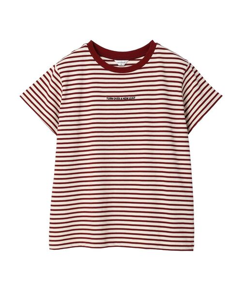 AMERICAN HOLIC（アメリカンホリック）の「刺繍ロゴボーダー半袖カットプルオーバー（Tシャツ/カットソー・レディース・ブラウン/レッド/ブラック・M/L）」の9枚目の写真