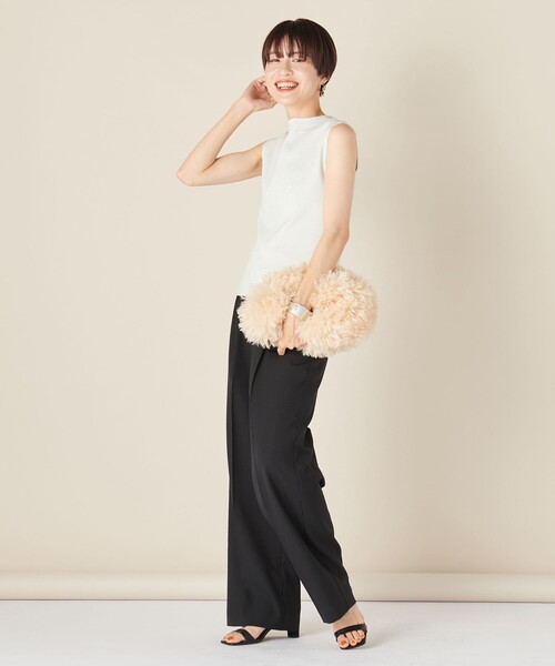 NOLLEY’S（ノーリーズ）の「《手洗い可能》ラメ総針ノースリーブプルオーバーニット（ニット/セーター・レディース・シルバー/ミント/ブラック・38）」の4枚目の写真