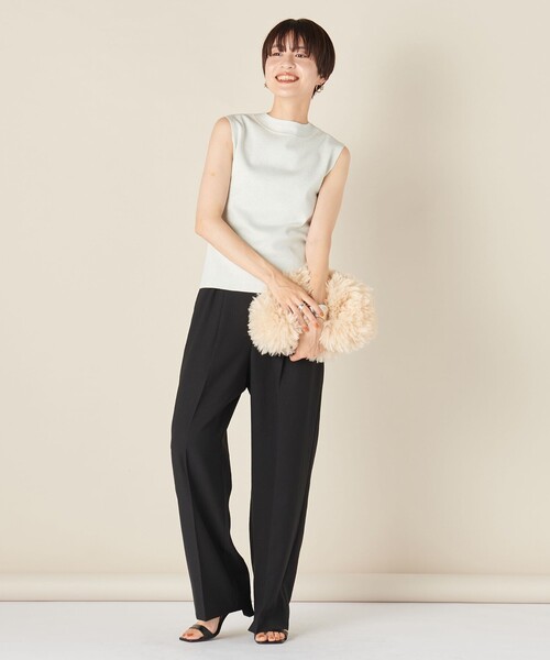 NOLLEY’S（ノーリーズ）の「《手洗い可能》ラメ総針ノースリーブプルオーバーニット（ニット/セーター・レディース・シルバー/ミント/ブラック・38）」の5枚目の写真