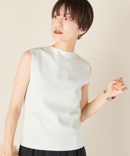 NOLLEY’S（ノーリーズ）の「《手洗い可能》ラメ総針ノースリーブプルオーバーニット（ニット/セーター・レディース・シルバー/ミント/ブラック・38）」の11枚目の写真