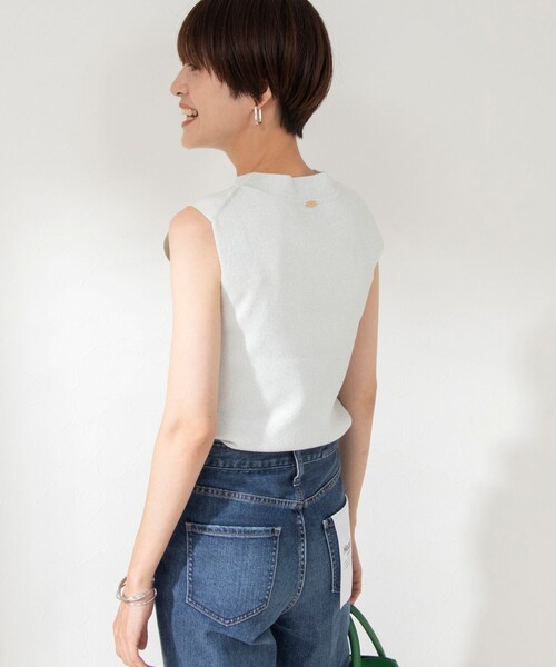 NOLLEY’S（ノーリーズ）の「《手洗い可能》ラメ総針ノースリーブプルオーバーニット（ニット/セーター・レディース・シルバー/ミント/ブラック・38）」の15枚目の写真