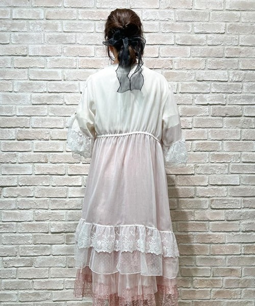 axes femme　シアー×チュールレースガウン　森ガール　フェアリーグランジ axes femme シアー×チュールレースガウン 森ガール フェアリー