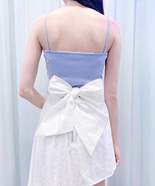 PAIN（ペイン）の「カップイン バックリボンキャミトップス（Tシャツ/カットソー・レディース・ブラック/ホワイト/ブルー・FREE）」の3枚目の写真