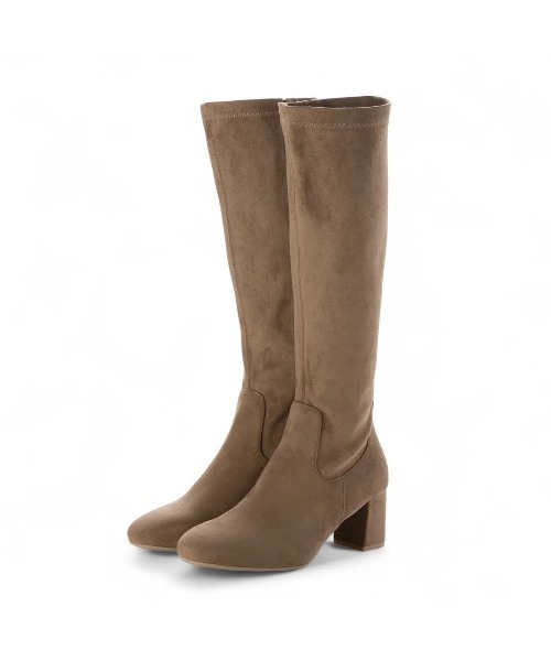 Launa lea（ラウナレア）の「スクエアトゥストレッチロングブーツ(S140)（ブーツ・レディース・アイボリー/ブラック/グレイッシュベージュ/ブラック系その他・S/L/LL/M）」の4枚目の写真