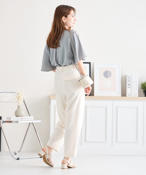 acro（アクロ）の「2WAYフロントタックデザインフレアスリーブブラウス/AC3512（シャツ/ブラウス・レディース・ホワイト/ブラック/パープル/グリーン・ﾌﾘ-）」の6枚目の写真