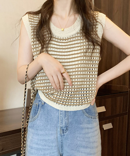 ✴︎新品✴︎maison de Dolce. ノースリラッシュガード　ボーダー sleeveless rash guard/border | maison de Dolce.