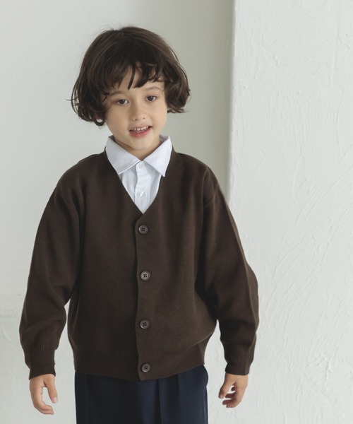 pairmanon(ペアマノン)の「Vネック 前開き ニット カーディガン(カーディガン/ボレロ・キッズ・ブラウン/ブラック・L/XS/S/M)」の2枚目の写真