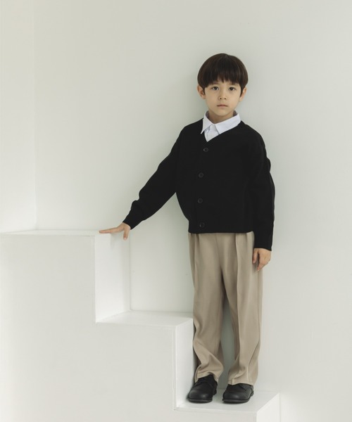 pairmanon(ペアマノン)の「Vネック 前開き ニット カーディガン(カーディガン/ボレロ・キッズ・ブラウン/ブラック・L/XS/S/M)」の4枚目の写真