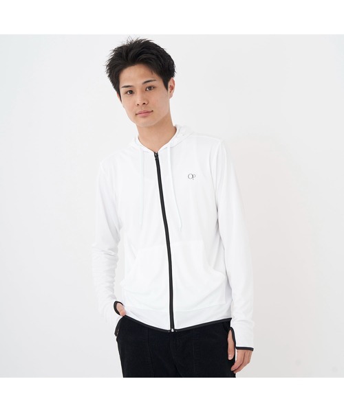 Ocean Pacific（オーシャンパシフィック）の「Ocean Pacific オーシャンパシフィック 水陸両用 水着 UVカット フード付き フルジップ 長袖 パーカー ラッシュガード（ラッシュガード・メンズ・ホワイト/ブラック・M/L/XL）」の3枚目の写真