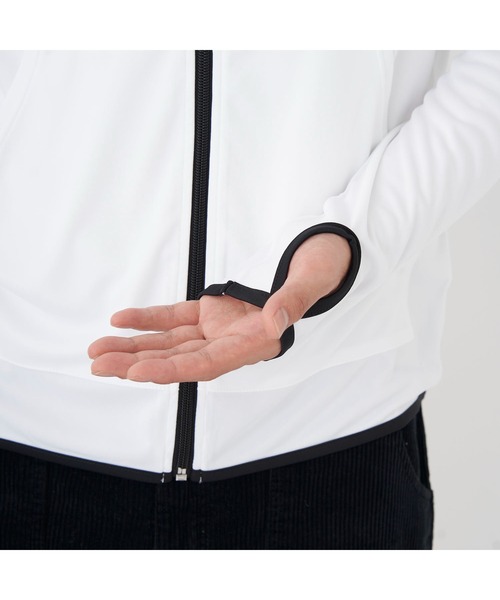 Ocean Pacific（オーシャンパシフィック）の「Ocean Pacific オーシャンパシフィック 水陸両用 水着 UVカット フード付き フルジップ 長袖 パーカー ラッシュガード（ラッシュガード・メンズ・ホワイト/ブラック・M/L/XL）」の11枚目の写真