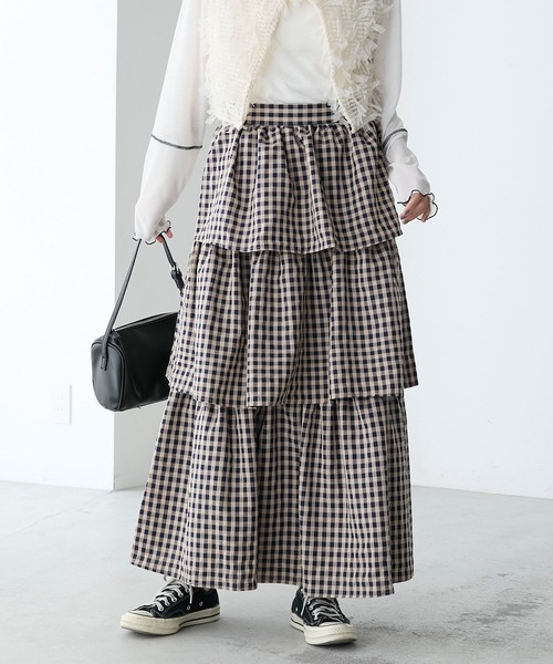 tsurubymarikooikawa ティアードチェックスカート36 tsurubymarikooikawa ティアードチェックスカート36