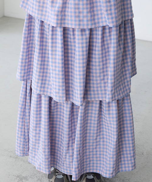 forksy.（フォルクシー）の「【forksy.】ギンガムチェックティアードスカート（スカート・レディース・ブラウン/チャコール/チェリーピンク/ピンク/ベージュ/カーキ・FREE）」の18枚目の写真