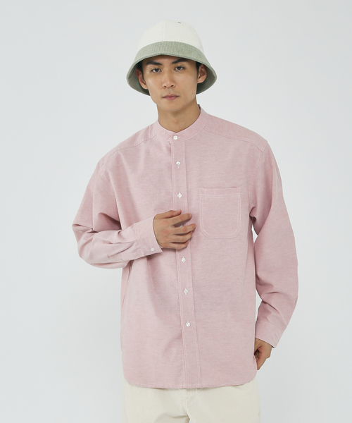 MYSELF ABAHOUSE(マイセルフアバハウス)の「ルーズ オーバー シルエット オックス バンドカラー シャツ(シャツ/ブラウス・メンズ・ホワイト/ピンク/ブルー/ストライプ・S/M/L/XL)」の4枚目の写真