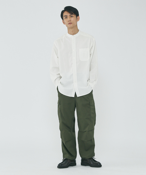 MYSELF ABAHOUSE(マイセルフアバハウス)の「ルーズ オーバー シルエット オックス バンドカラー シャツ(シャツ/ブラウス・メンズ・ホワイト/ピンク/ブルー/ストライプ・S/M/L/XL)」の5枚目の写真