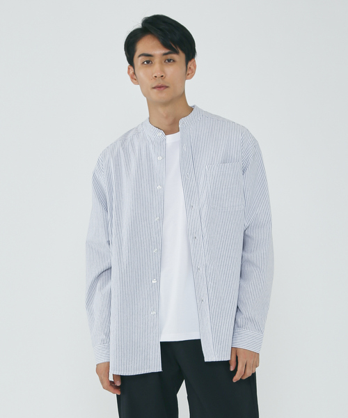 MYSELF ABAHOUSE(マイセルフアバハウス)の「ルーズ オーバー シルエット オックス バンドカラー シャツ(シャツ/ブラウス・メンズ・ホワイト/ピンク/ブルー/ストライプ・S/M/L/XL)」の15枚目の写真