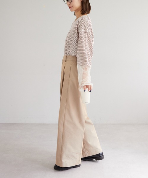 CIAOPANIC TYPY（チャオパニックティピー）の「コーティングタックワイドパンツ（スラックス・レディース・カーキ/ブラック/ベージュ・MEDIUM/SMALL）」の13枚目の写真