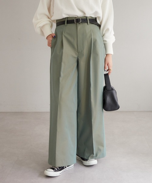 CIAOPANIC TYPY（チャオパニックティピー）の「コーティングタックワイドパンツ（スラックス・レディース・カーキ/ブラック/ベージュ・MEDIUM/SMALL）」の16枚目の写真