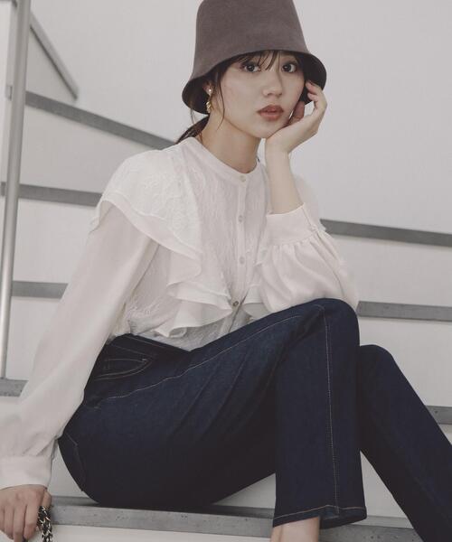 PROPORTION BODY DRESSING（プロポーションボディドレッシング）の「ラッフルレースブラウス / 1213210900（シャツ/ブラウス・レディース・ピンク/ホワイト系その他/ブラック・MEDIUM/SMALL）」の2枚目の写真