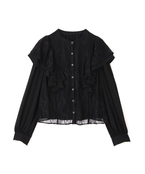 PROPORTION BODY DRESSING（プロポーションボディドレッシング）の「ラッフルレースブラウス / 1213210900（シャツ/ブラウス・レディース・ピンク/ホワイト系その他/ブラック・MEDIUM/SMALL）」の4枚目の写真