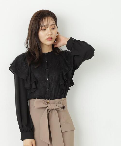 PROPORTION BODY DRESSING（プロポーションボディドレッシング）の「ラッフルレースブラウス / 1213210900（シャツ/ブラウス・レディース・ピンク/ホワイト系その他/ブラック・MEDIUM/SMALL）」の6枚目の写真