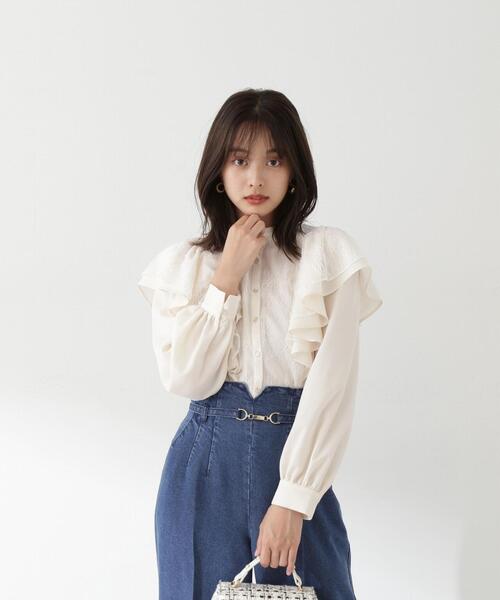 PROPORTION BODY DRESSING（プロポーションボディドレッシング）の「ラッフルレースブラウス / 1213210900（シャツ/ブラウス・レディース・ピンク/ホワイト系その他/ブラック・MEDIUM/SMALL）」の12枚目の写真