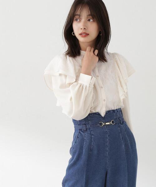 PROPORTION BODY DRESSING（プロポーションボディドレッシング）の「ラッフルレースブラウス / 1213210900（シャツ/ブラウス・レディース・ピンク/ホワイト系その他/ブラック・MEDIUM/SMALL）」の14枚目の写真