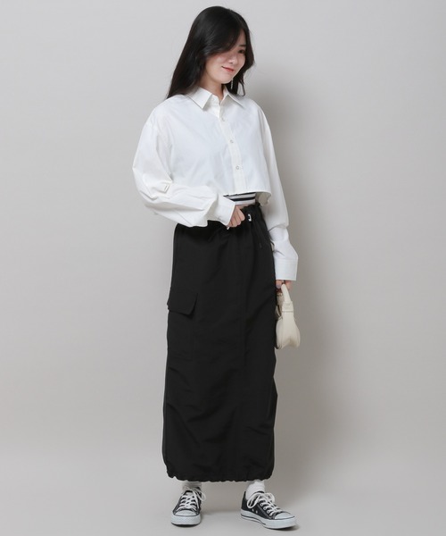3.3 Field Trip （3.3フィールドトリップ）の「3.3 Field Trip／ドロストカーゴスカート 2979230（スカート・レディース・アイボリー/ブラック/ブルー・FREE）」の7枚目の写真