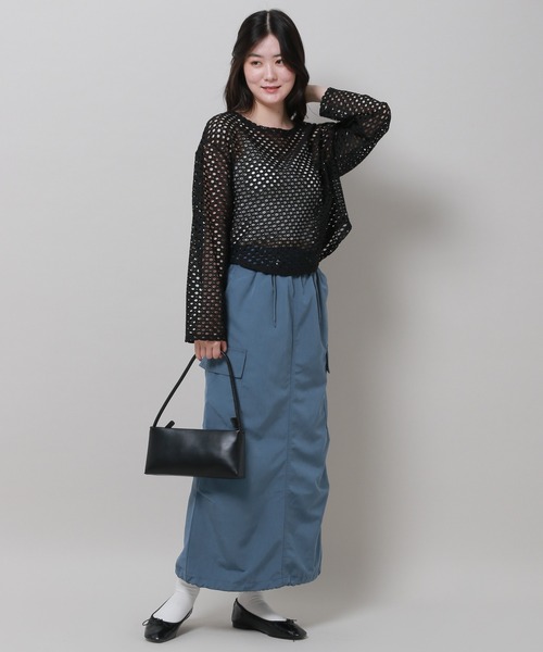 3.3 Field Trip （3.3フィールドトリップ）の「3.3 Field Trip／ドロストカーゴスカート 2979230（スカート・レディース・アイボリー/ブラック/ブルー・FREE）」の4枚目の写真