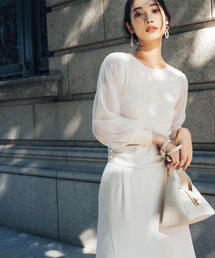 NATURAL BEAUTY BASIC | ◇チュールスリーブドッキングニット(ニット/セーター)