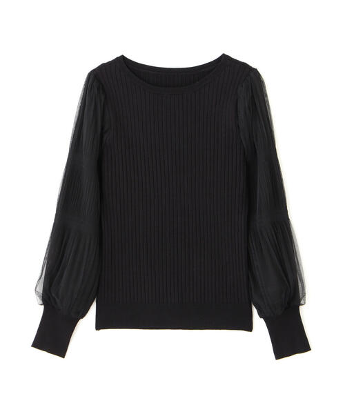 NATURAL BEAUTY BASIC（ナチュラルビューティーベーシック）の「◇チュールスリーブドッキングニット（ニット/セーター・レディース・ブラウン/オフホワイト/ブラック/ブルー・FREE）」の12枚目の写真