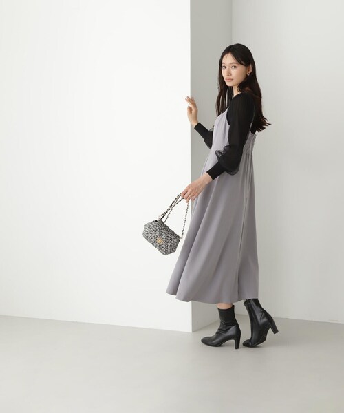 NATURAL BEAUTY BASIC（ナチュラルビューティーベーシック）の「◇チュールスリーブドッキングニット（ニット/セーター・レディース・ブラウン/オフホワイト/ブラック/ブルー・FREE）」の16枚目の写真