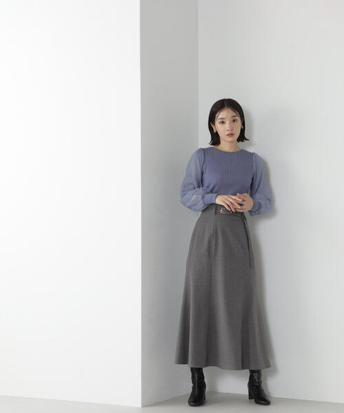 NATURAL BEAUTY BASIC（ナチュラルビューティーベーシック）の「◇チュールスリーブドッキングニット（ニット/セーター・レディース・ブラウン/オフホワイト/ブラック/ブルー・FREE）」の10枚目の写真