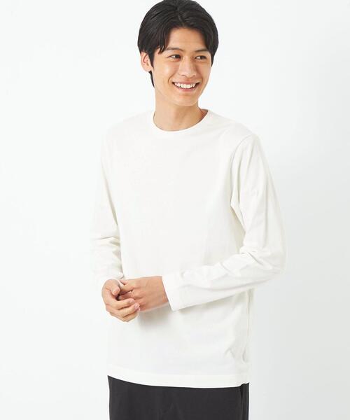 green label relaxing（グリーンレーベルリラクシング）の「スパニッシュピマ ミックス クルーネック 長袖 カットソー（Tシャツ/カットソー・メンズ・グレー/ホワイト/ダークグレー・M/XL/S/XXL/L）」の2枚目の写真
