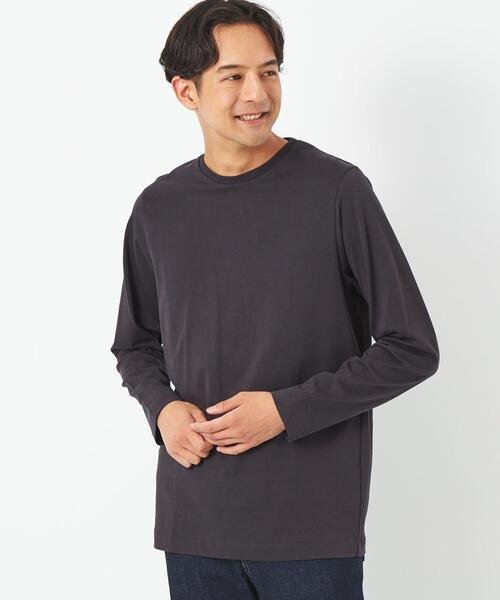 green label relaxing（グリーンレーベルリラクシング）の「スパニッシュピマ ミックス クルーネック 長袖 カットソー（Tシャツ/カットソー・メンズ・グレー/ホワイト/ダークグレー・M/XL/S/XXL/L）」の3枚目の写真