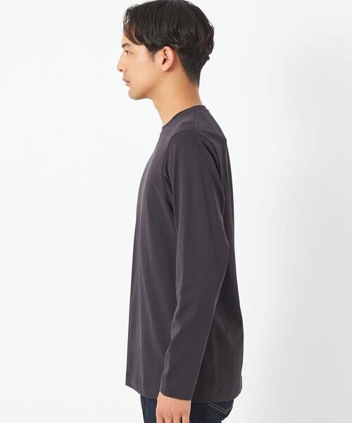 green label relaxing（グリーンレーベルリラクシング）の「スパニッシュピマ ミックス クルーネック 長袖 カットソー（Tシャツ/カットソー・メンズ・グレー/ホワイト/ダークグレー・M/XL/S/XXL/L）」の5枚目の写真