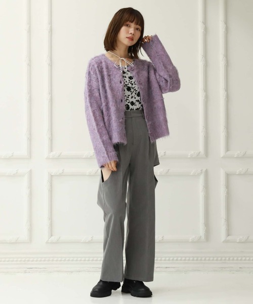 archives（アルシーヴ）の「バックシャン花柄フロッキーチュールＴＯＰＳ（Tシャツ/カットソー・レディース・オフホワイト/ブラック・MEDIUM）」の9枚目の写真