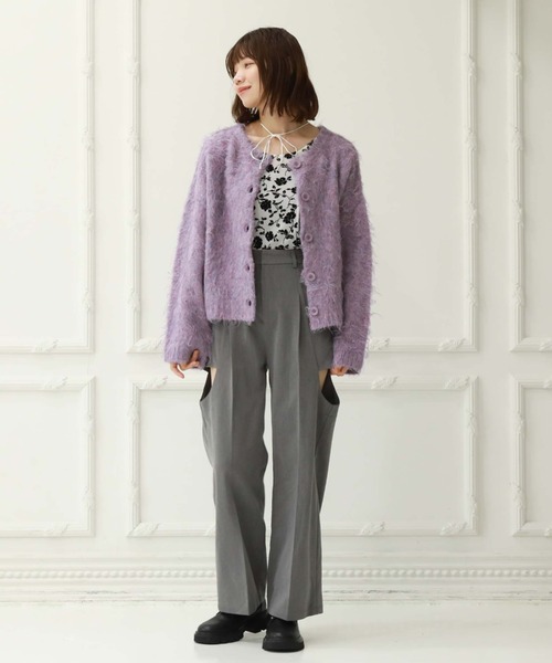 archives（アルシーヴ）の「バックシャン花柄フロッキーチュールＴＯＰＳ（Tシャツ/カットソー・レディース・オフホワイト/ブラック・MEDIUM）」の8枚目の写真