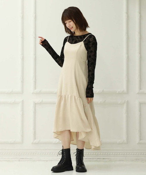 archives（アルシーヴ）の「バックシャン花柄フロッキーチュールＴＯＰＳ（Tシャツ/カットソー・レディース・オフホワイト/ブラック・MEDIUM）」の18枚目の写真