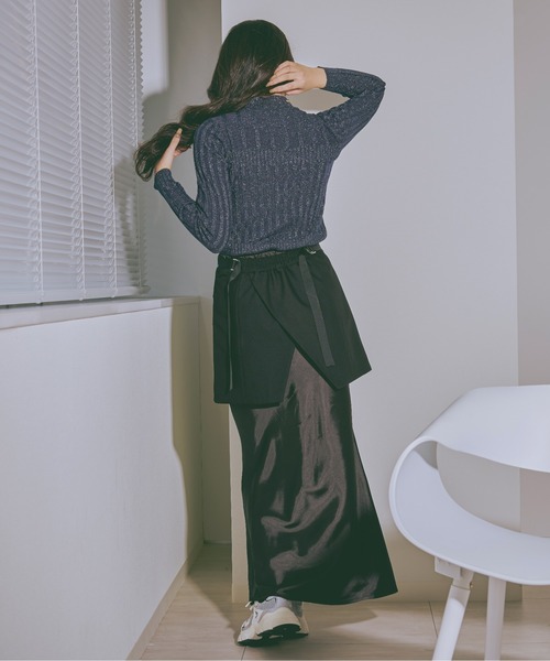 Ezick(エジック)の「Layered ashime stripe スカートベルト(ベルト・レディース・ブラック/ネイビー・FREE)」の5枚目の写真