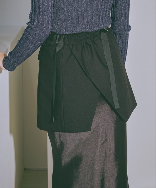 【楽ギフ_のし宛書】 Ezick（エジック）の「Layered ashime stripe スカートベルト スカート