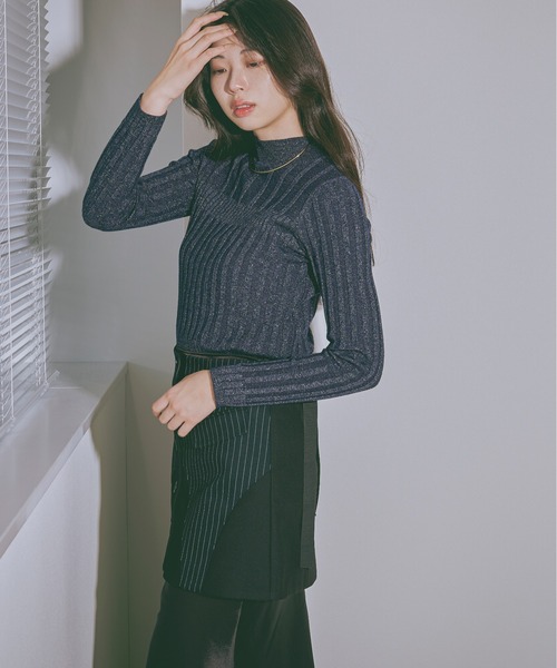Ezick(エジック)の「Layered ashime stripe スカートベルト(ベルト・レディース・ブラック/ネイビー・FREE)」の7枚目の写真