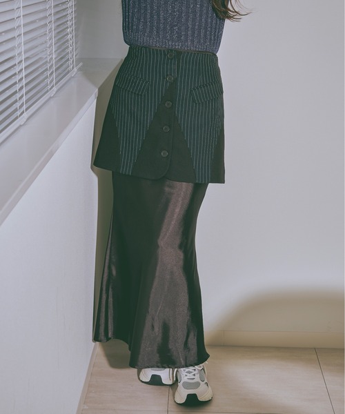 Ezick(エジック)の「Layered ashime stripe スカートベルト(ベルト・レディース・ブラック/ネイビー・FREE)」の9枚目の写真